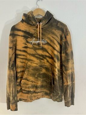 Aeropostale New York Hoodie Large Pullover Distressed Black Orange Y2K Grunge